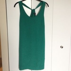 J Crew Green Silk twist back dress size 0